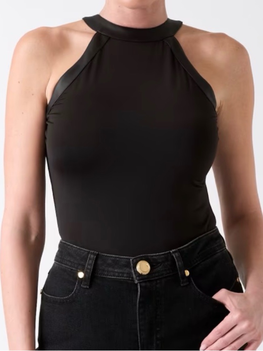 Marciano by Guess Eco Elena Halter Bodysuit, Black, size XS (0-2) MSRP $140